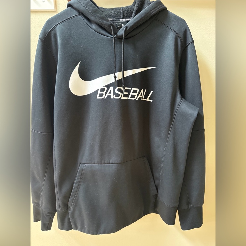Nike Black Hoodie with White Swoosh Baseball Logo size large